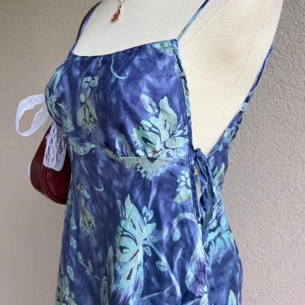 Vtg Y2K 2000 Victoria's Secret 100% Silk Slip Dress Babydoll Cami Blue Lingerie - Picture 3 of 8